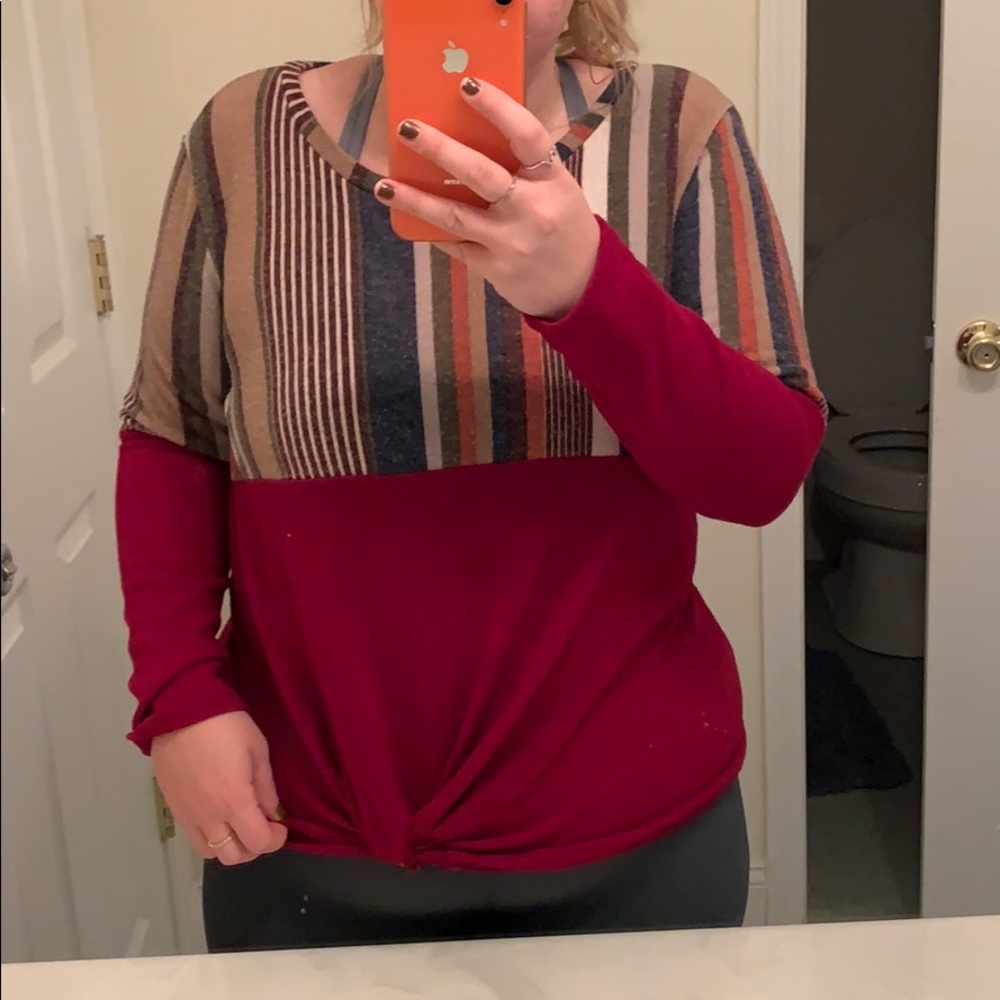 Striped Cranberry Top